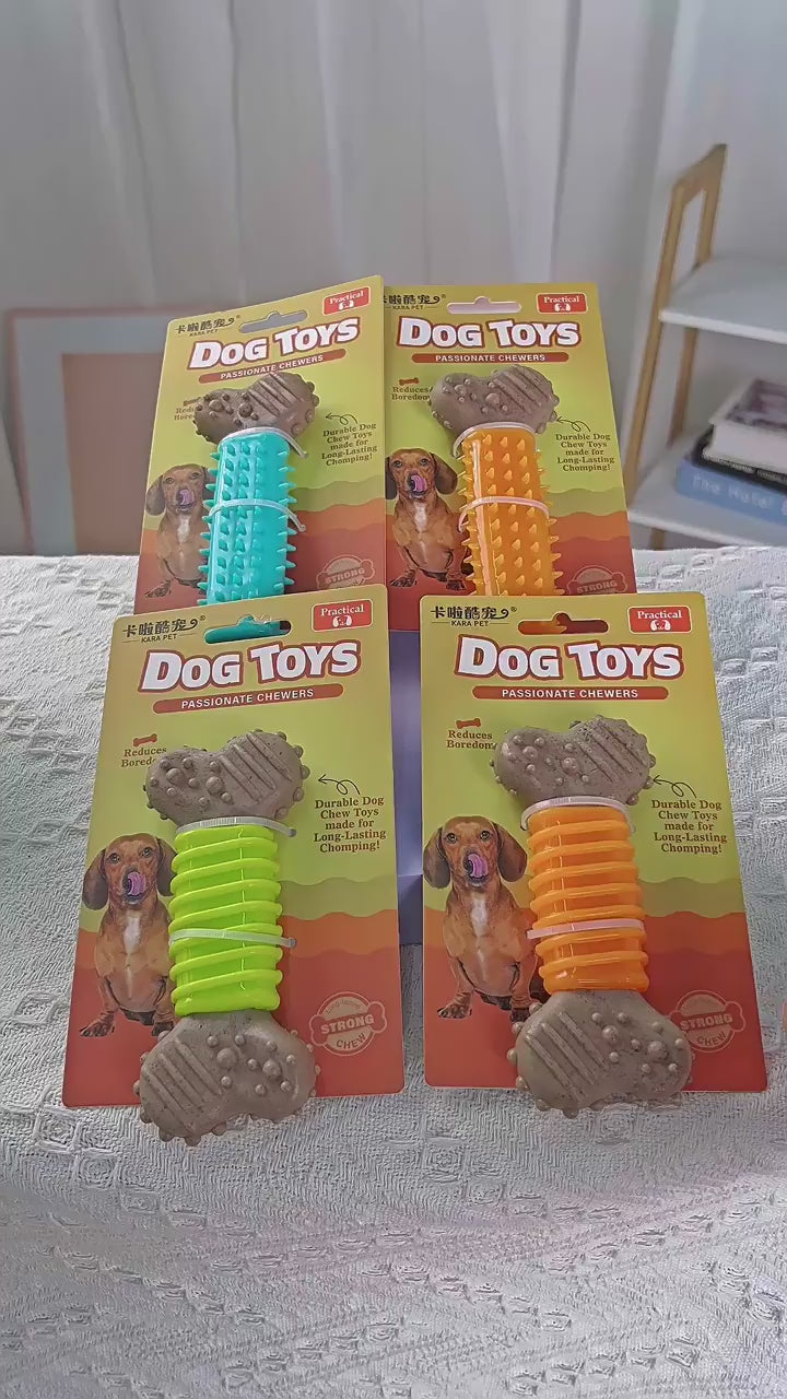 Durable TPR & Wood Fiber Dog Chew Toy | Bone Shape Dental Care Toy for All Dogs