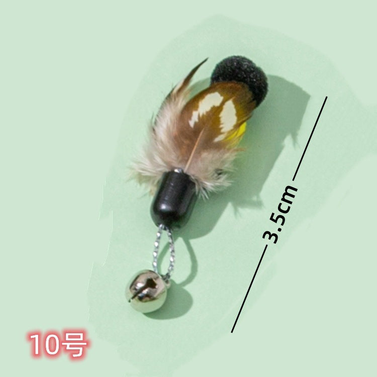 Interactive Cat Teaser Wand Set with Replaceable Feather Bell Toys | Natural Insect Design Cat Toy for Indoor Cats Kitten Hunting & Exercise