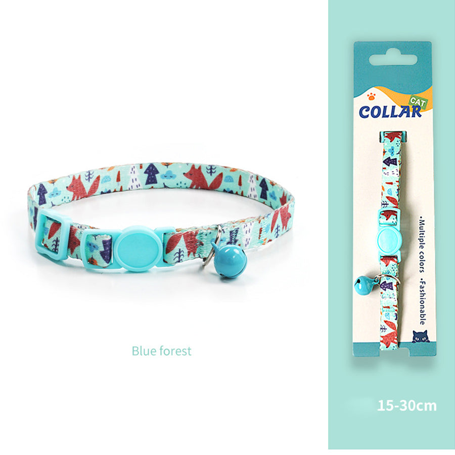 Breakaway Cat Collar with Bell, 10-20cm Adjustable Safety Kitten Collar, Lightweight 10g Cute Printed Cat Collar for Cats