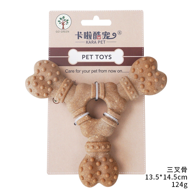 fufupet Wooden Plastic Dog Chew Toys, Durable Teeth Cleaning Puppy Bones for Small Medium Dogs, Safe PP Wood Powder Pet Toys for Aggressive Chewers