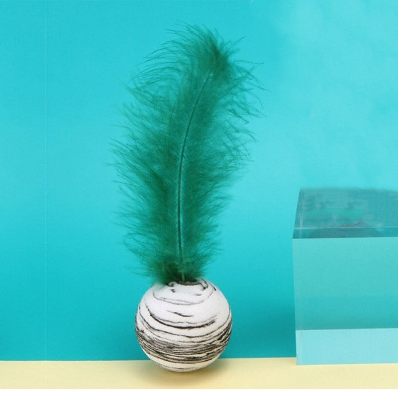 Interactive Feather Space Ball Cat Toy | Durable EVA Ball with Soft Feather for Kitten Play & Hunting Fun