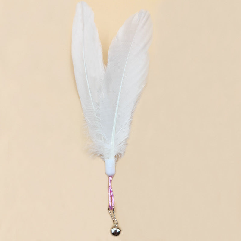 Large Fluffy Feather Refill with Bell, Interactive Cat Toy Replacement Head, 20cm Length, Multiple Colors Available