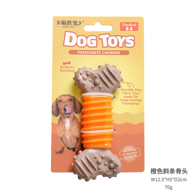 Durable TPR & Wood Fiber Dog Chew Toy | Bone Shape Dental Care Toy for All Dogs