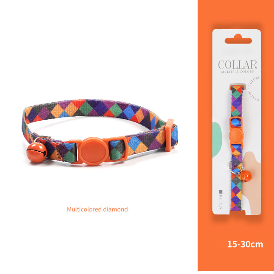 Breakaway Cat Collar with Bell, 10-20cm Adjustable Safety Kitten Collar, Lightweight 10g Cute Printed Cat Collar for Cats