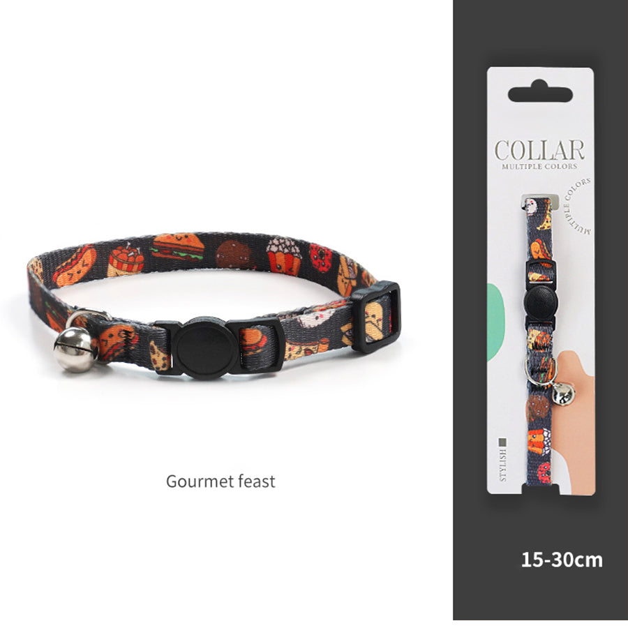 Breakaway Cat Collar with Bell, 10-20cm Adjustable Safety Kitten Collar, Lightweight 10g Cute Printed Cat Collar for Cats