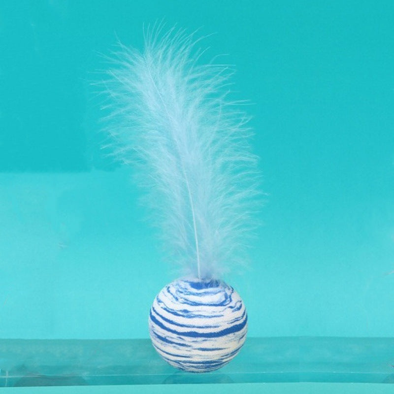 Interactive Feather Space Ball Cat Toy | Durable EVA Ball with Soft Feather for Kitten Play & Hunting Fun