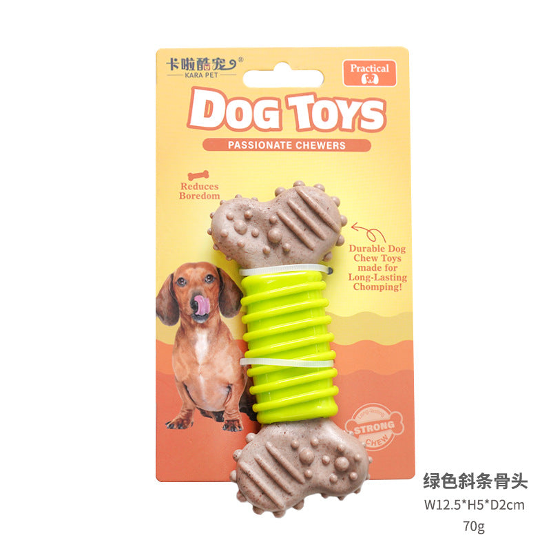 Durable TPR & Wood Fiber Dog Chew Toy | Bone Shape Dental Care Toy for All Dogs