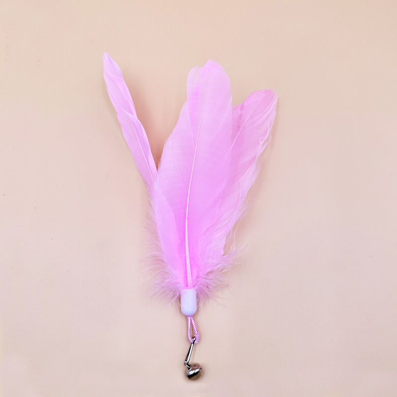 Large Fluffy Feather Refill with Bell, Interactive Cat Toy Replacement Head, 20cm Length, Multiple Colors Available