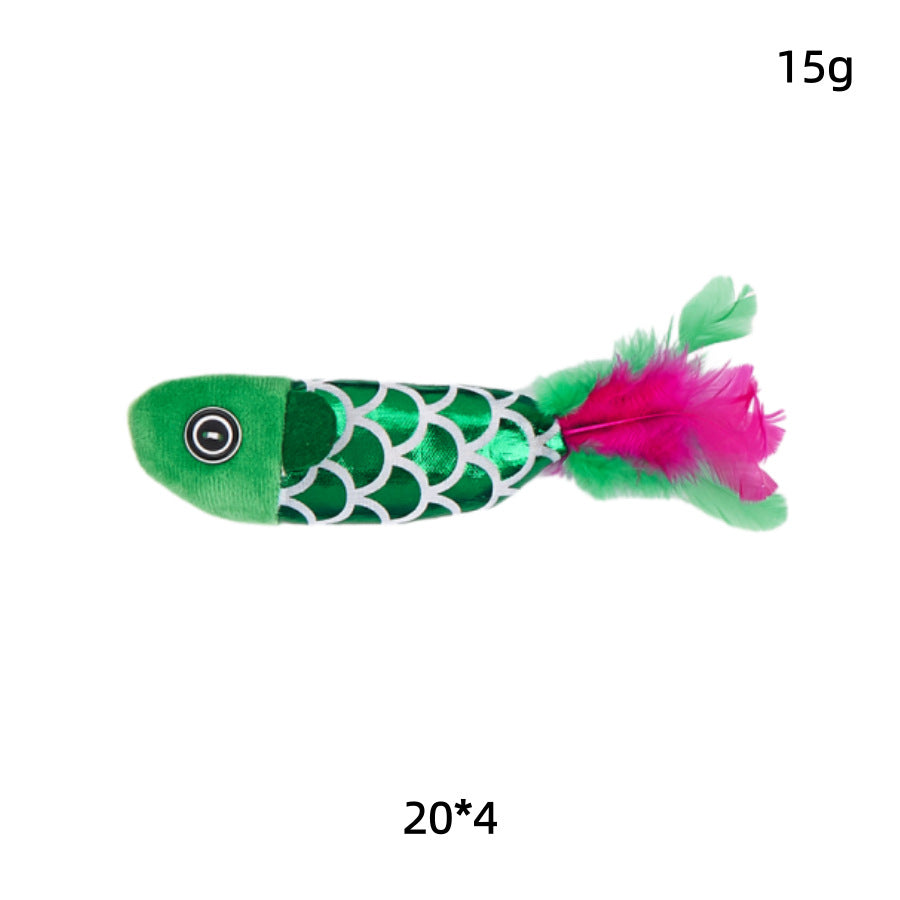 Colorful Plush Fish Cat Toy with Catnip & Squeaker - Interactive Kitten Teething & Play Toy