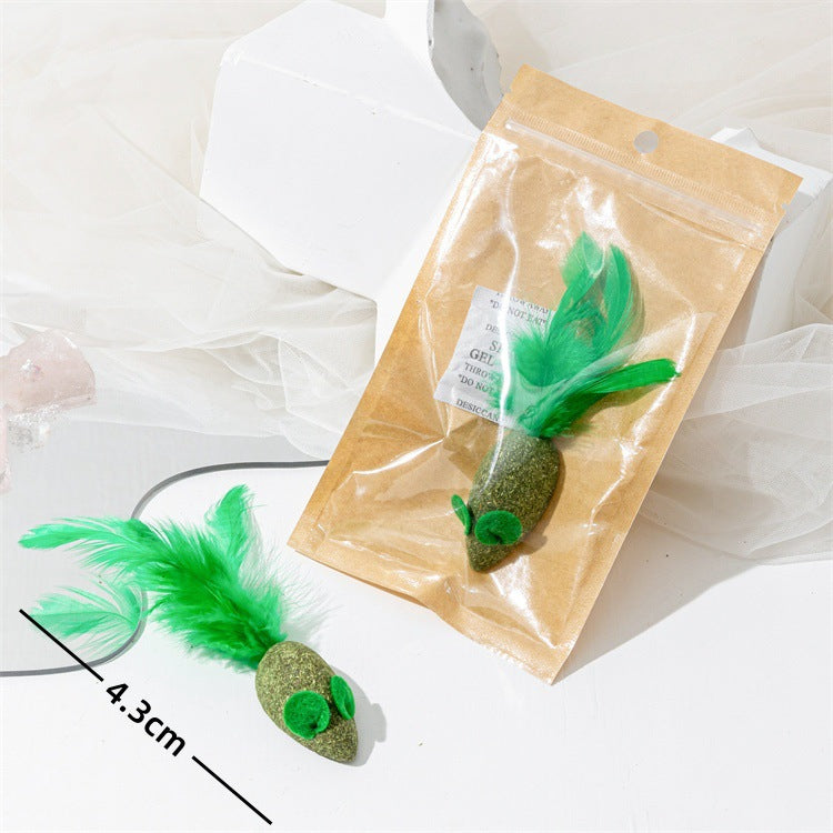 Catnip Toys for Cats, Interactive Kitten Toys with Feather, Natural Silvervine Cat Chew Toys for Teeth Cleaning, Boredom Relief & Indoor Cats Play