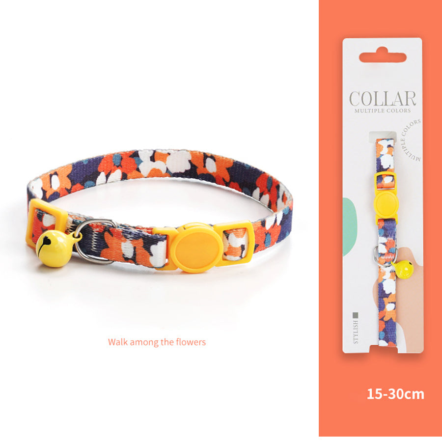 Breakaway Cat Collar with Bell, 10-20cm Adjustable Safety Kitten Collar, Lightweight 10g Cute Printed Cat Collar for Cats