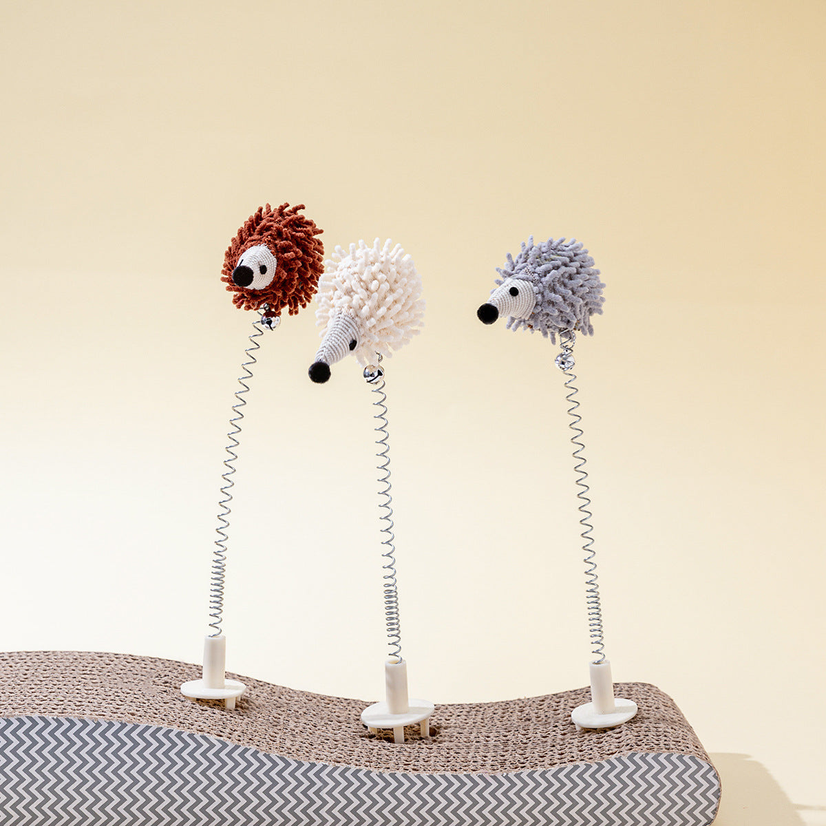 Interactive Spring Cat Teaser Wand with Clip-on Design | Cute Hedgehog/Fish/Butterfly Cat Toy for Scratching Board Play
