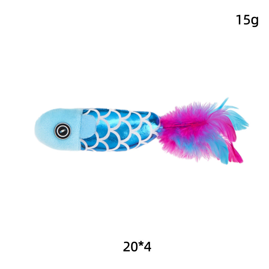Colorful Plush Fish Cat Toy with Catnip & Squeaker - Interactive Kitten Teething & Play Toy