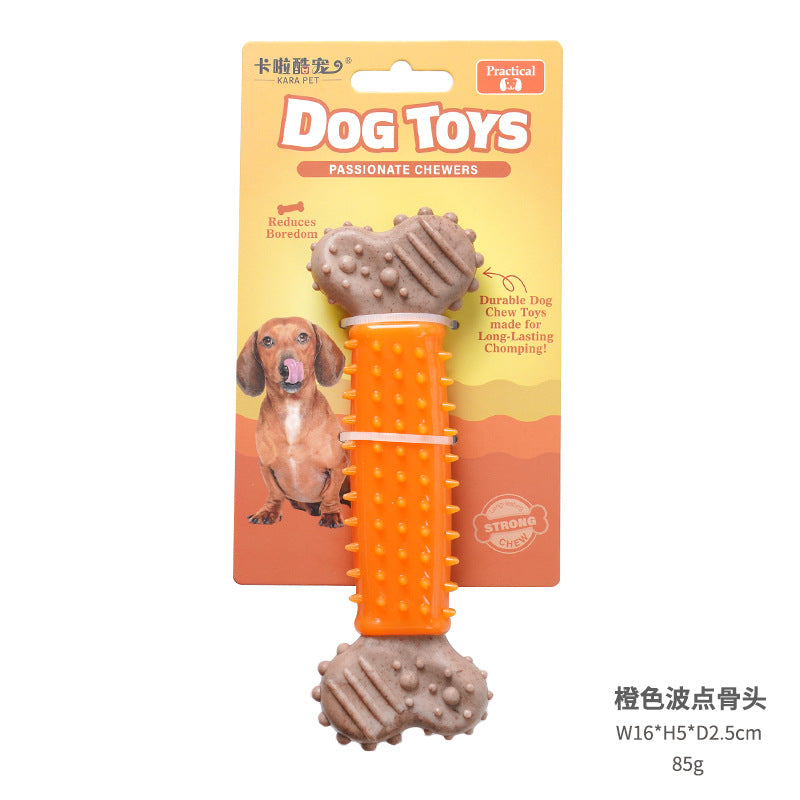 Durable TPR & Wood Fiber Dog Chew Toy | Bone Shape Dental Care Toy for All Dogs