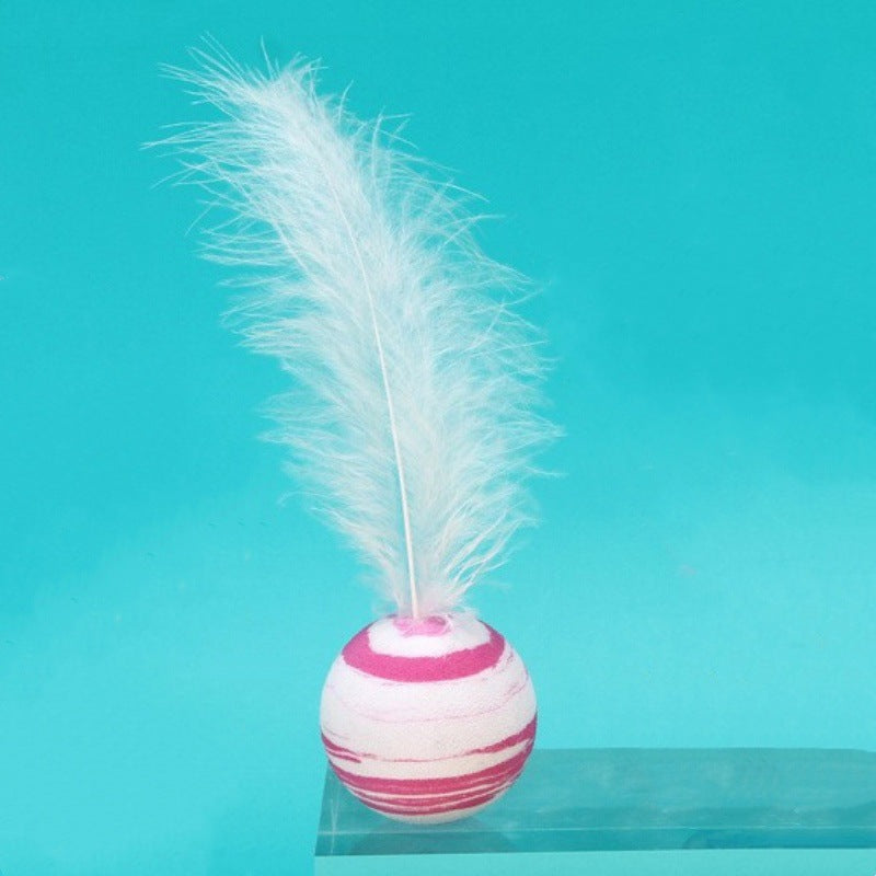 Interactive Feather Space Ball Cat Toy | Durable EVA Ball with Soft Feather for Kitten Play & Hunting Fun