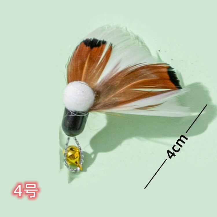 Interactive Cat Teaser Wand Set with Replaceable Feather Bell Toys | Natural Insect Design Cat Toy for Indoor Cats Kitten Hunting & Exercise