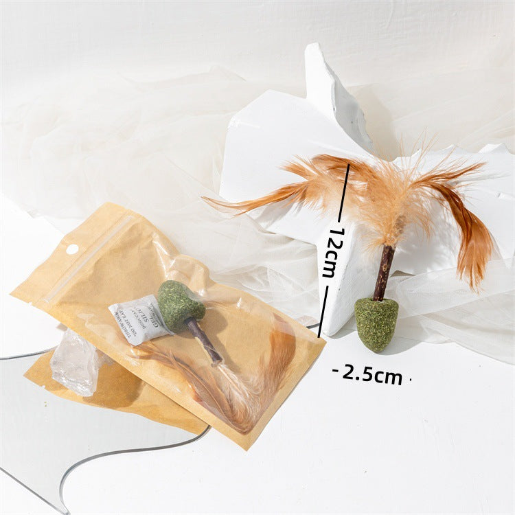 Catnip Toys for Cats, Interactive Kitten Toys with Feather, Natural Silvervine Cat Chew Toys for Teeth Cleaning, Boredom Relief & Indoor Cats Play