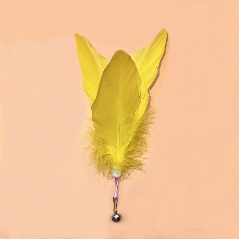 Large Fluffy Feather Refill with Bell, Interactive Cat Toy Replacement Head, 20cm Length, Multiple Colors Available