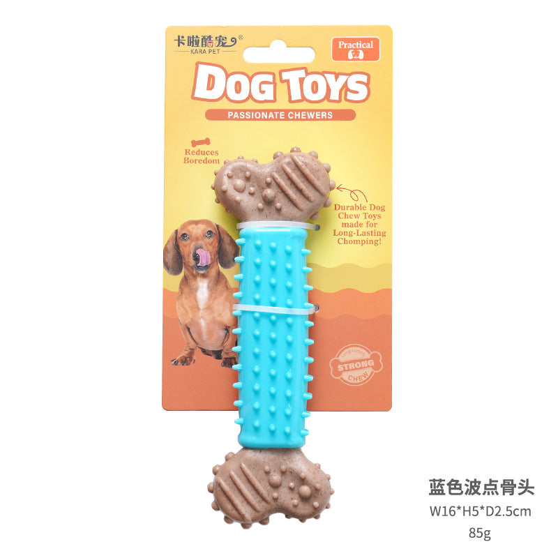 Durable TPR & Wood Fiber Dog Chew Toy | Bone Shape Dental Care Toy for All Dogs
