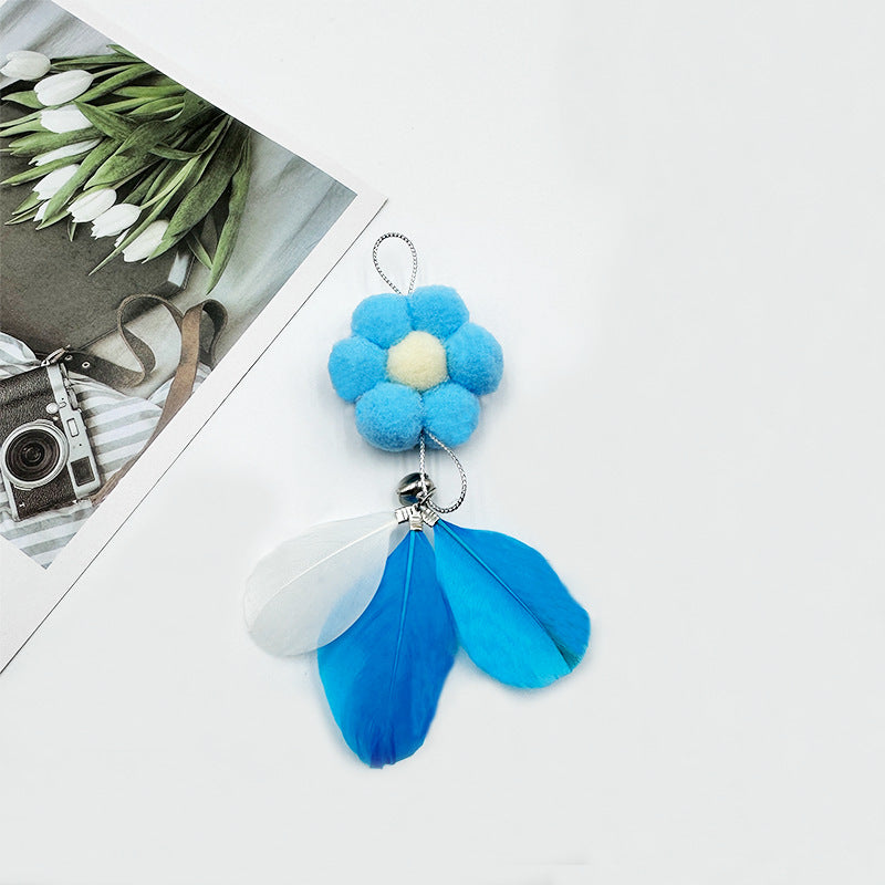 Cute Flower Cat Teaser Wand Refill, Interactive Feather Cat Toy with Bell for Kitten & Adult Cats, Replacement Head for Cat Wand, Pet Play Toy for Indoor Cats Exercise & Boredom Relief