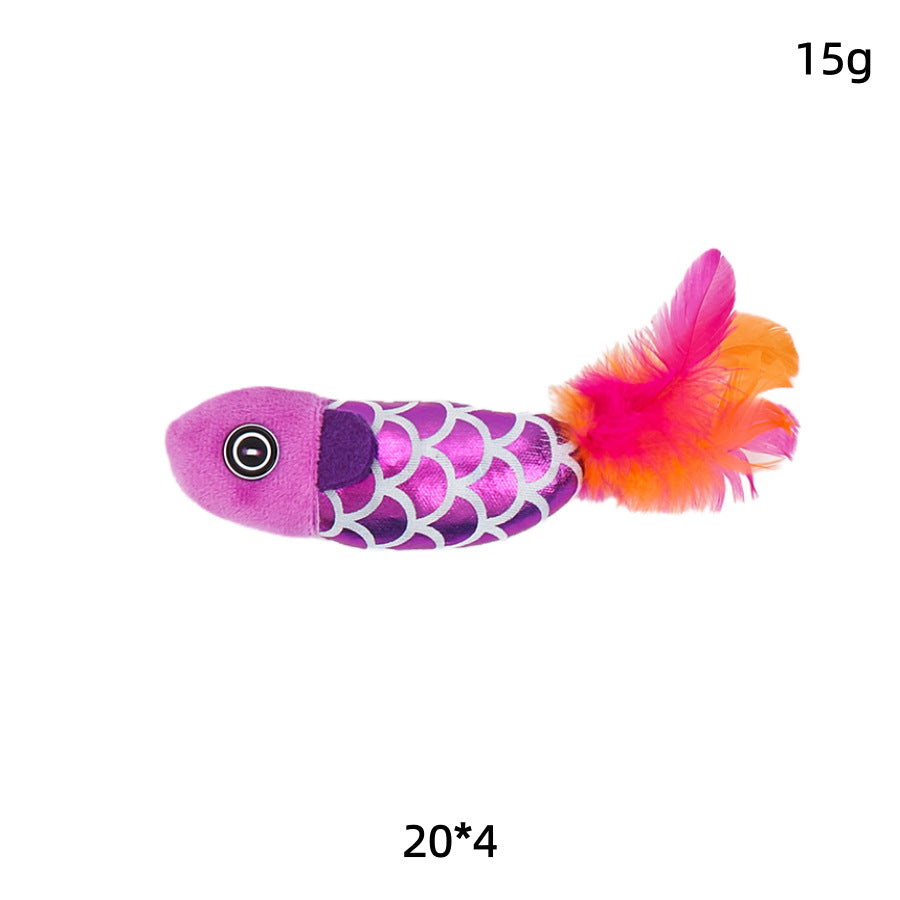 Colorful Plush Fish Cat Toy with Catnip & Squeaker - Interactive Kitten Teething & Play Toy