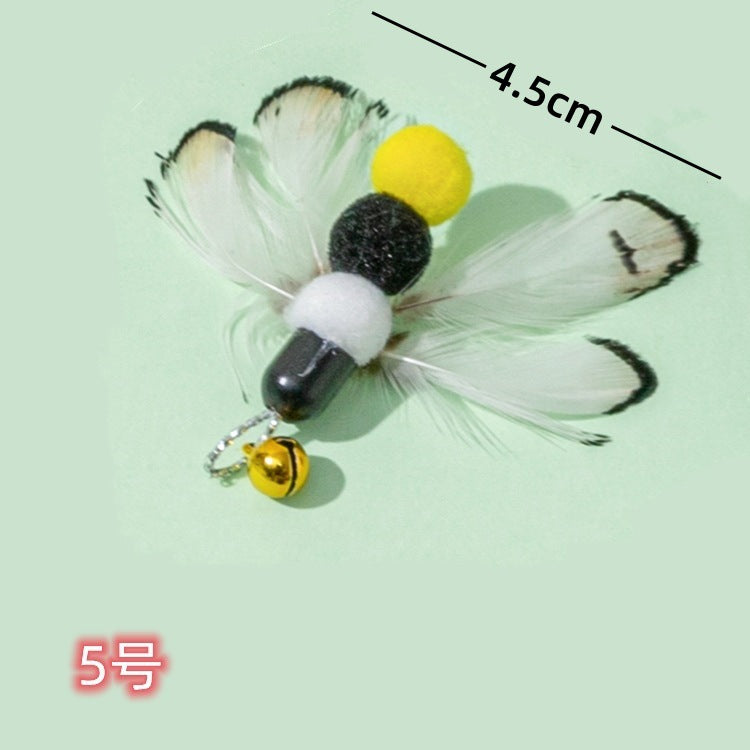 Interactive Cat Teaser Wand Set with Replaceable Feather Bell Toys | Natural Insect Design Cat Toy for Indoor Cats Kitten Hunting & Exercise