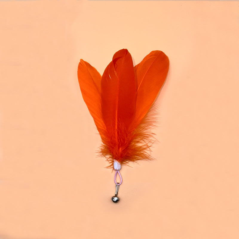 Large Fluffy Feather Refill with Bell, Interactive Cat Toy Replacement Head, 20cm Length, Multiple Colors Available