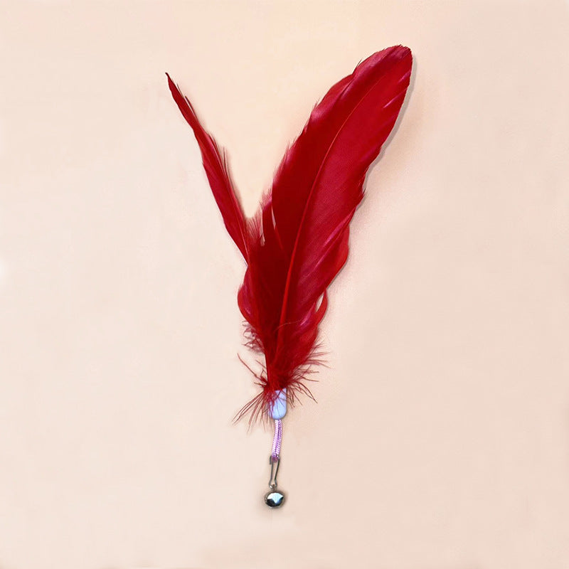 Large Fluffy Feather Refill with Bell, Interactive Cat Toy Replacement Head, 20cm Length, Multiple Colors Available