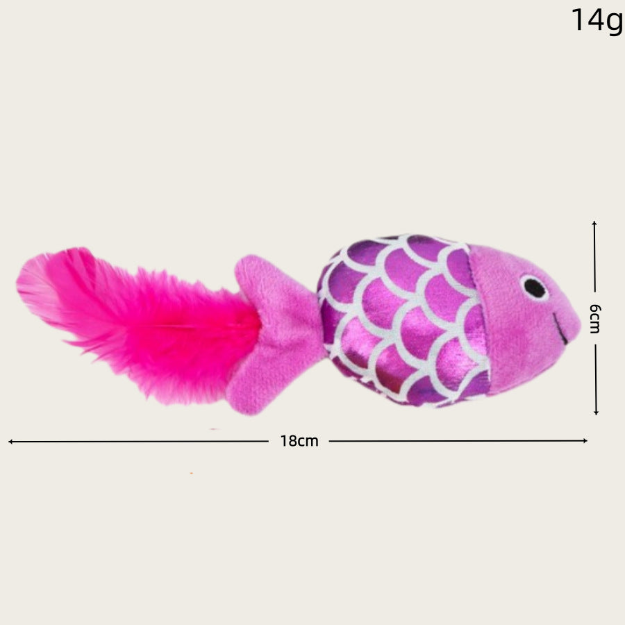 Colorful Plush Fish Cat Toy with Catnip & Squeaker - Interactive Kitten Teething & Play Toy