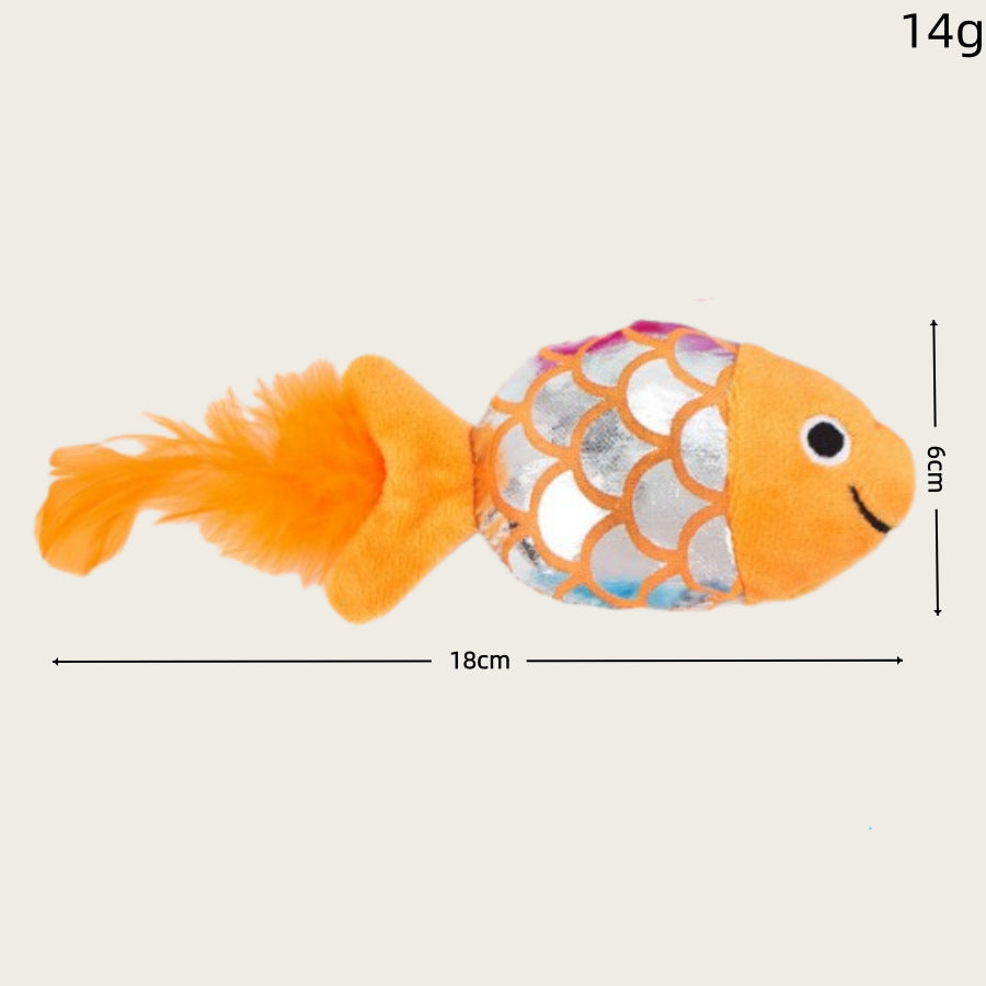 Colorful Plush Fish Cat Toy with Catnip & Squeaker - Interactive Kitten Teething & Play Toy