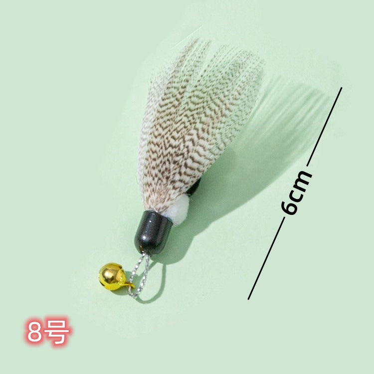 Interactive Cat Teaser Wand Set with Replaceable Feather Bell Toys | Natural Insect Design Cat Toy for Indoor Cats Kitten Hunting & Exercise