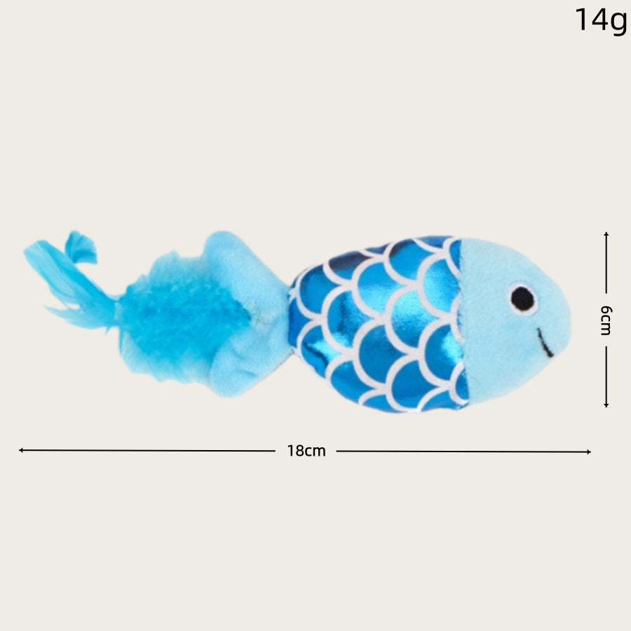 Colorful Plush Fish Cat Toy with Catnip & Squeaker - Interactive Kitten Teething & Play Toy