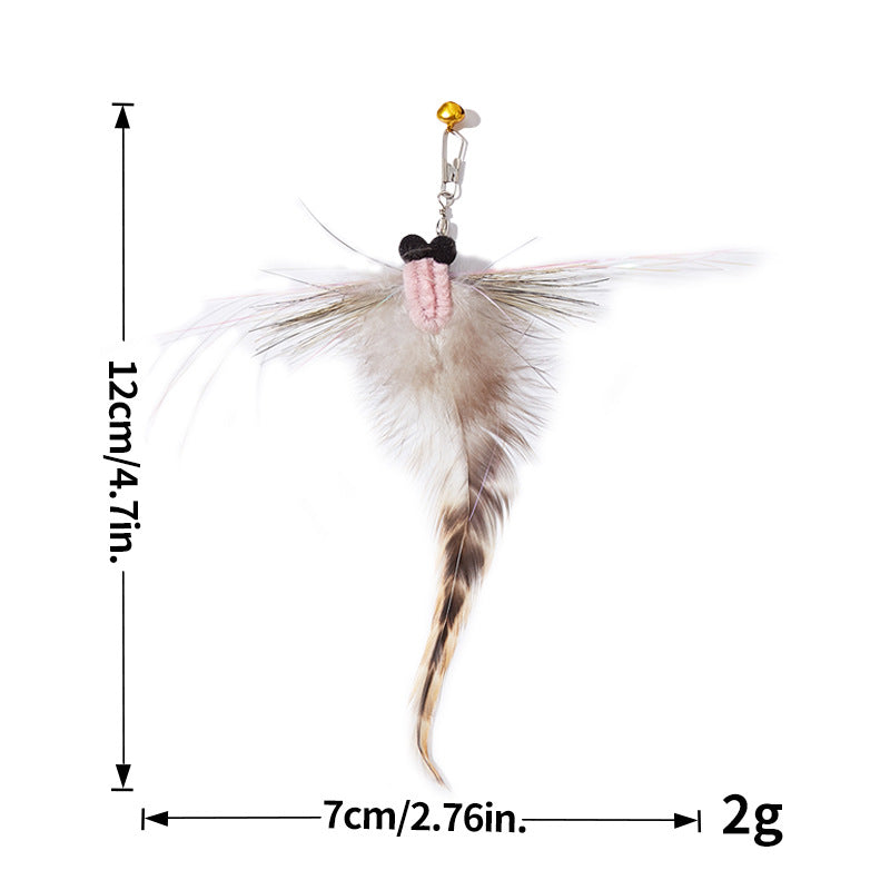 Interactive Feather Cat Teaser Refill Set - Assorted Insect & Bug Replacement Heads for Cat Wand Toys, Interactive Play for Kittens & Adult Cats