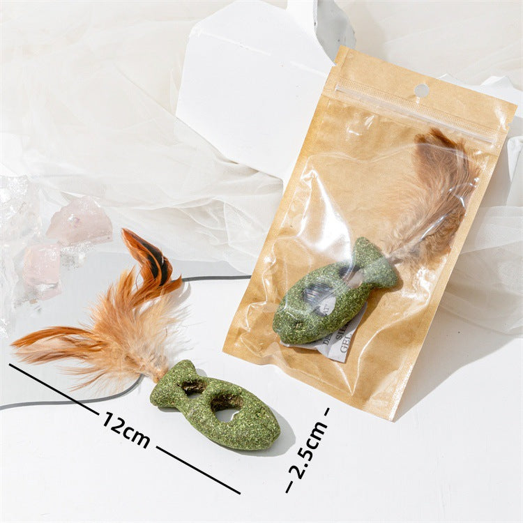 Catnip Toys for Cats, Interactive Kitten Toys with Feather, Natural Silvervine Cat Chew Toys for Teeth Cleaning, Boredom Relief & Indoor Cats Play