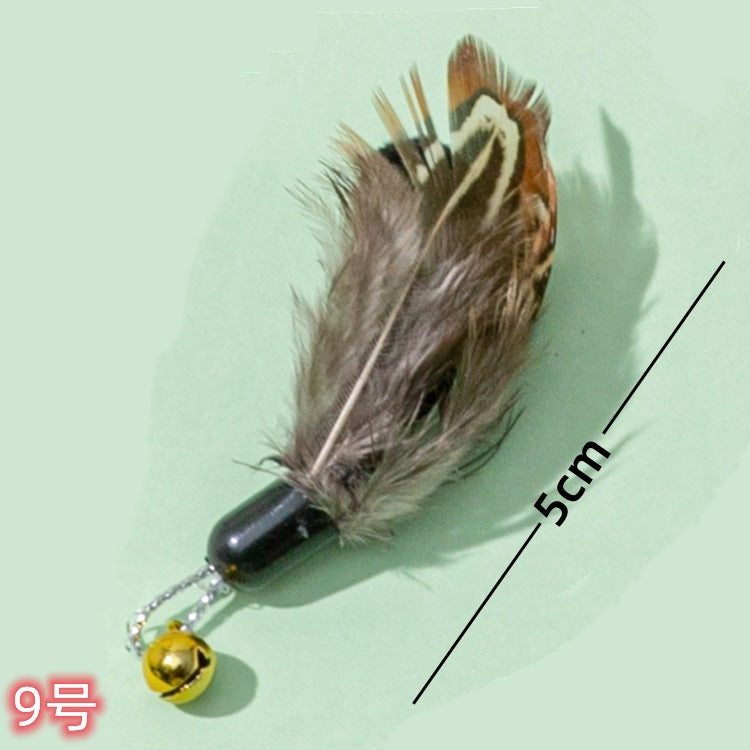 Interactive Cat Teaser Wand Set with Replaceable Feather Bell Toys | Natural Insect Design Cat Toy for Indoor Cats Kitten Hunting & Exercise
