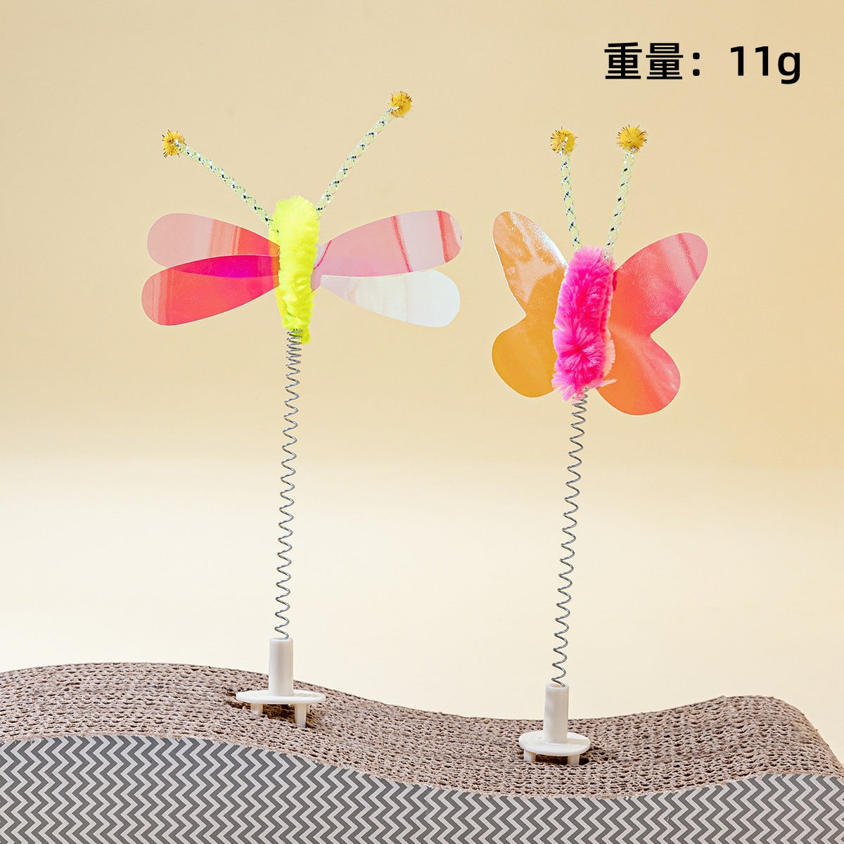 Interactive Spring Cat Teaser Wand with Clip-on Design | Cute Hedgehog/Fish/Butterfly Cat Toy for Scratching Board Play